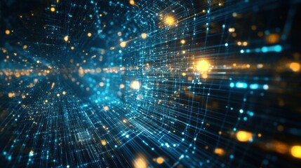 Sci-fi high-tech digital connection, glowing data streams, futuristic cyber network,