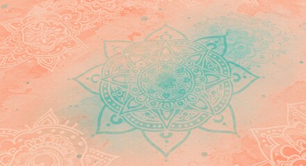 Obraz premium Mandala Pattern Watercolor Background Pastel Hues Seamless Design