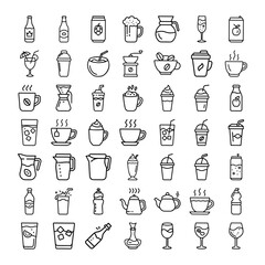 Beverage Icons Drinks, Coffee, Tea, Juice, Bottles, Cans