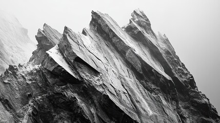 Dramatic Black and White Rock Formation with Jagged Edges