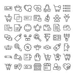 Ecommerce Icons Shopping Cart, Checkout, Delivery, Reviews, Loyalty