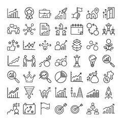 Business Growth Strategy Icons Success, Planning, and Achievement