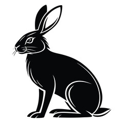Obraz premium Rabbit silhouette ,vector black color silhouette on a white background