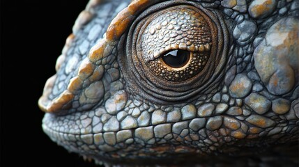 Lizard eye close-up nature wildlife photography dark background macro view detail of reptilian textures