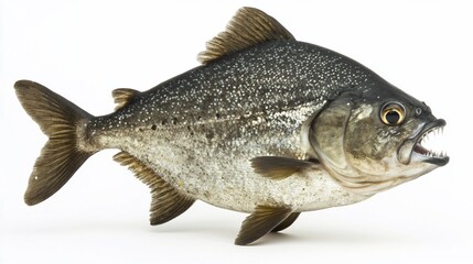 Fototapeta premium Studio shot of a fish, open mouth, white background, isolated, food