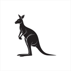 Cute kangaroo silhouette, vector illustration design on a white background. 