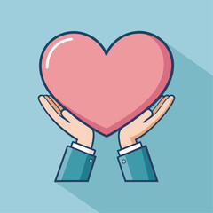 Cartoon Hands in Business Suit with Pink Heart, Valentine's Day Love Concept

