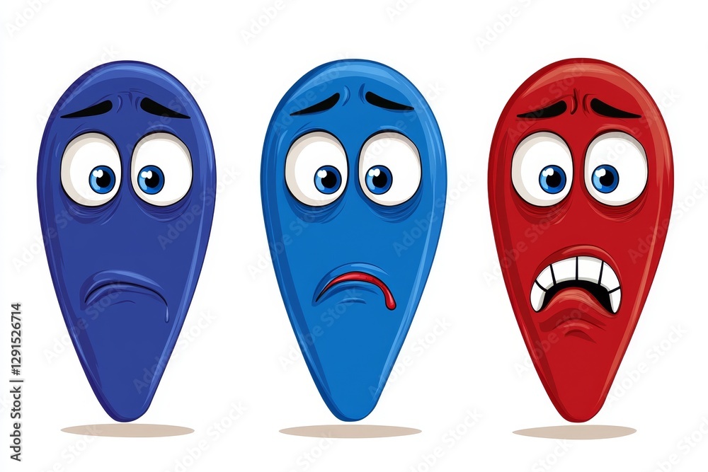 Poster thermometer emotional scale difference icon face emotion happy normal and angry vector illustration 