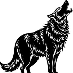 Fierce Snarling Wolf Head with Detailed Fur in Tribal Style, High Contrast