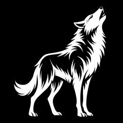 Fierce Snarling Wolf Head with Detailed Fur in Tribal Style, High Contrast