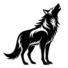 Fierce Snarling Wolf Head with Detailed Fur in Tribal Style, High Contrast