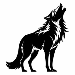 Fierce Snarling Wolf Head with Detailed Fur in Tribal Style, High Contrast