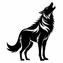 Fierce Snarling Wolf Head with Detailed Fur in Tribal Style, High Contrast