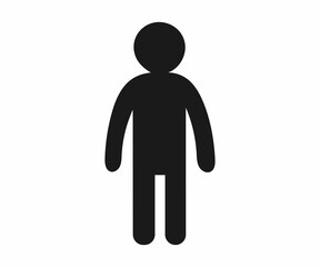 A basic, black silhouette of a person standing, ideal for use in signage, infographics, or website design.