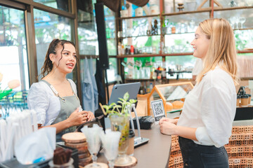 Payment Experience at Cafes, Woman Paying for Her Meal with Credit Card, Embracing Technology and Online Services for Convenient Transactions, Enhancing the Modern Business Lifestyle at Eatery