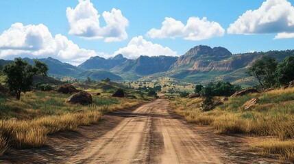 Ultra-Detailed Madagascar Isalo National Park Road Digital Art