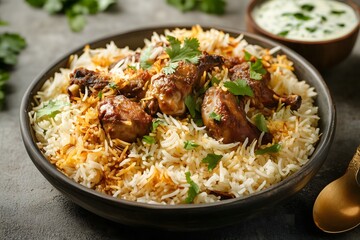 A bowl of delicious and traditional biryani