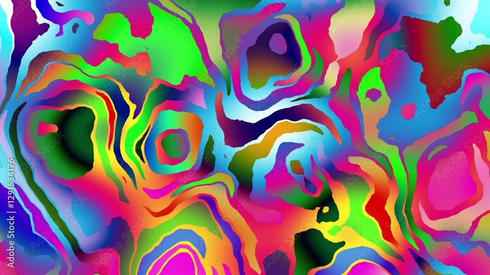 Poster colorful abstract psychedelic fluid background for summer music festival. loop vj background