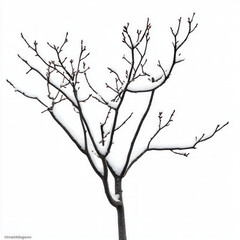 Branch With Snow Isolated