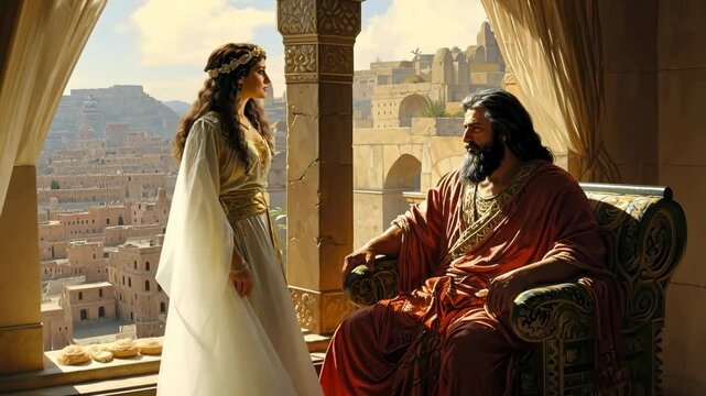 A king sitting in his palace in the company of his wife 4K