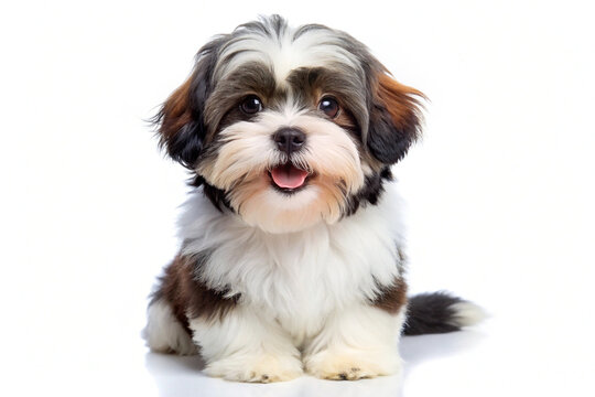 Adorable Shih Tzu: A charming Shih Tzu with fluffy fur and a happy expression sits patiently. Its eyes sparkle with joy, perfectly capturing the unconditional affection.