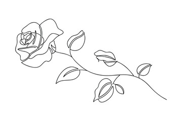 Elegant SingleLine Rose Drawing, Minimalist Floral Art, Botanical Illustration