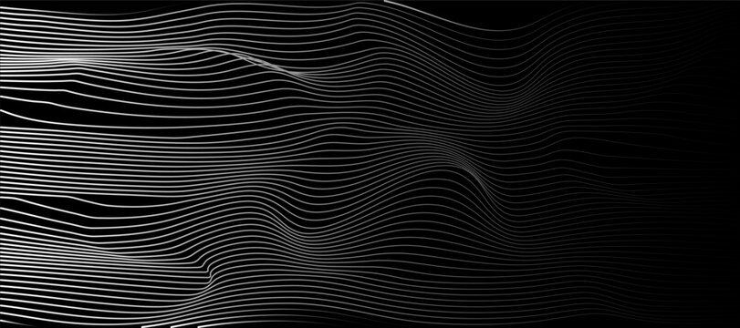 Abstract wave line dynamic pattern background design element. Vector concept of technology, science, music, modern
