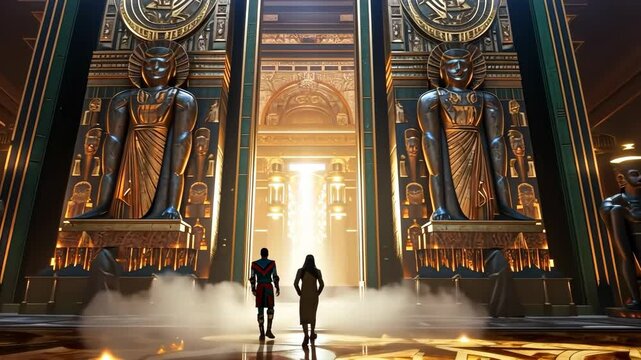 Two prophets of God facing the pharaoh of Egypt in the liberation of the people of Israel 4K