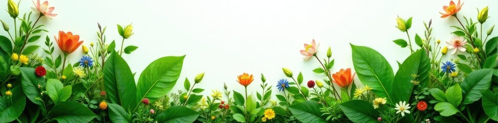 Fototapeta premium Carissa carandas foliage sprawls on white surface, garden, greenery, botanical