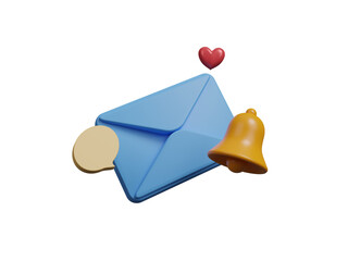 Electronic mail icon isolated on transparent background, email marketing concept. New email notification concept for business e-mail communication and digital marketing. 3d rendering illustration