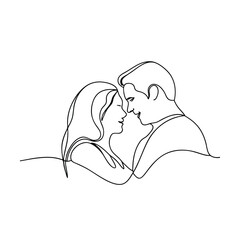 One line Drawing of Romantic Couple, Love, Affection, Intimacy, Embrace