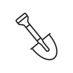Shovel, icon in line design. Shovel, digging, tool, construction, gardening, spade, excavation on white background vector. Shovel editable stroke icon