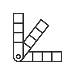 Color swatch, icon in line design. Color swatch, palette, color palette, paint swatch, color sample, design tool, color scheme on white background vector. Color swatch editable stroke icon