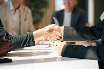 Professional Marketing Team, Diverse Colleagues and Businesswoman Collaborate Meeting, Brainstorming Ideas and Discussing Strategies for Project Planning, Working Together for Successful Corporate