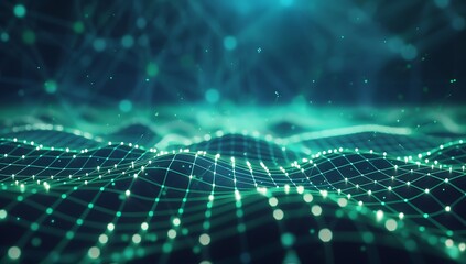 Abstract Data Landscape: A mesmerizing digital rendering depicting a network of interconnected nodes and lines, simulating the flow of data in a futuristic, tech-driven environment. 