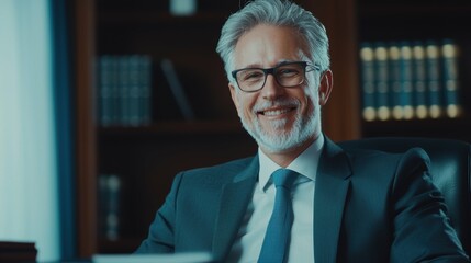 Naklejka premium Experienced attorney in office legal consultation business environment medium shot professionalism and justice