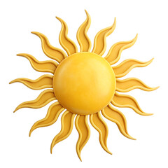 3D Sun Icon – A rounded sun with smooth rays and soft shadows