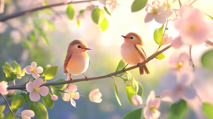 Fototapeta premium Birds on a Branch
