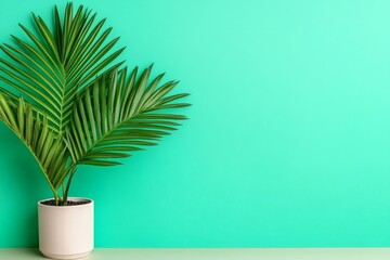 Fototapeta premium A light green wall behind the bed, a white wooden headboard and frame, soft pastel colors, natural materials, Scandinavian interior design style, a mockup photo, high-resolution photography,