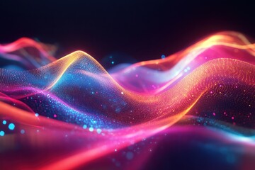 Fototapeta premium Abstract Colorful Light Waves Design with Blue, Pink and Orange Flowing Patterns