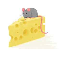 Mouse sitting on cheese with holes, concept for osteoporosis