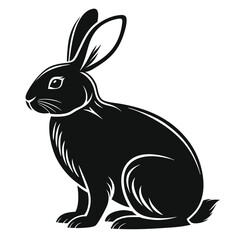 Obraz premium Rabbit silhouette ,vector black color silhouette on a white background