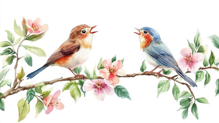 Obraz premium Two Birds on a Branch