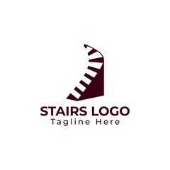 Naklejka premium stairs logo vector design in brown color. minimalist stairs icon symbol