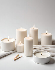 A glowing Christmas candle burning in the dark, creating a romantic and relaxing atmosphere with soft light and wax, perfect for a holiday spa or church celebration