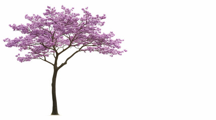 Obraz premium Isolated pink flowering tree against white background