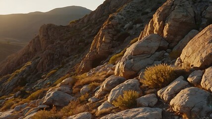 Eroded Rocks Bathed in Warm Evening Glow