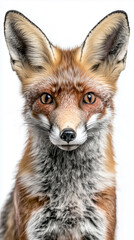 Fototapeta premium Red Fox Portrait on White Background 