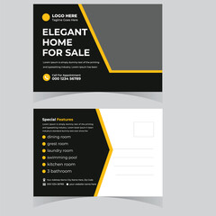 Fototapeta premium Real state Postcard design template. Postcard real estate Or Morden Home Sale Postcard Template Design