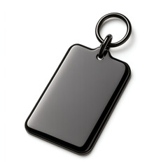 Fototapeta premium sleek black rectangular tag with rounded corners and metal ring